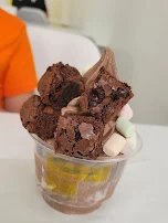 Chocolate Ice Cream with Bownie and Marshmallow Topping